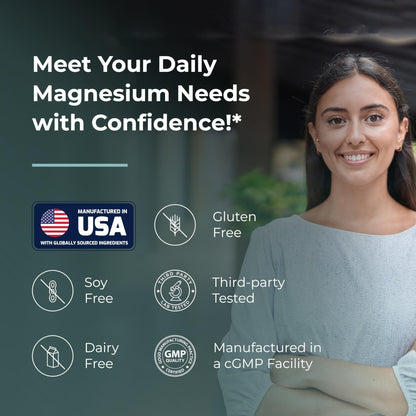 Sandhu's Magnesium Glycinate Lysinate | 120 Easy to Swallow Chelated Vegan Capsules | Magnesium Lysine Chelate Supplement for High Absorption | for Best Sleep, Leg Cramps, Relaxation - Maple Wellness Supplements