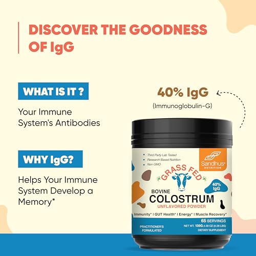Sandhu's Pure Bovine Colostrum Powder Supplement for Humans |𝟰𝟬% 𝗜𝗴𝗚 Highly - Maple Wellness Supplements