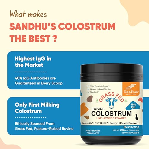 Sandhu's Pure Bovine Colostrum Powder Supplement for Humans |𝟰𝟬% 𝗜𝗴𝗚 Highly - Maple Wellness Supplements