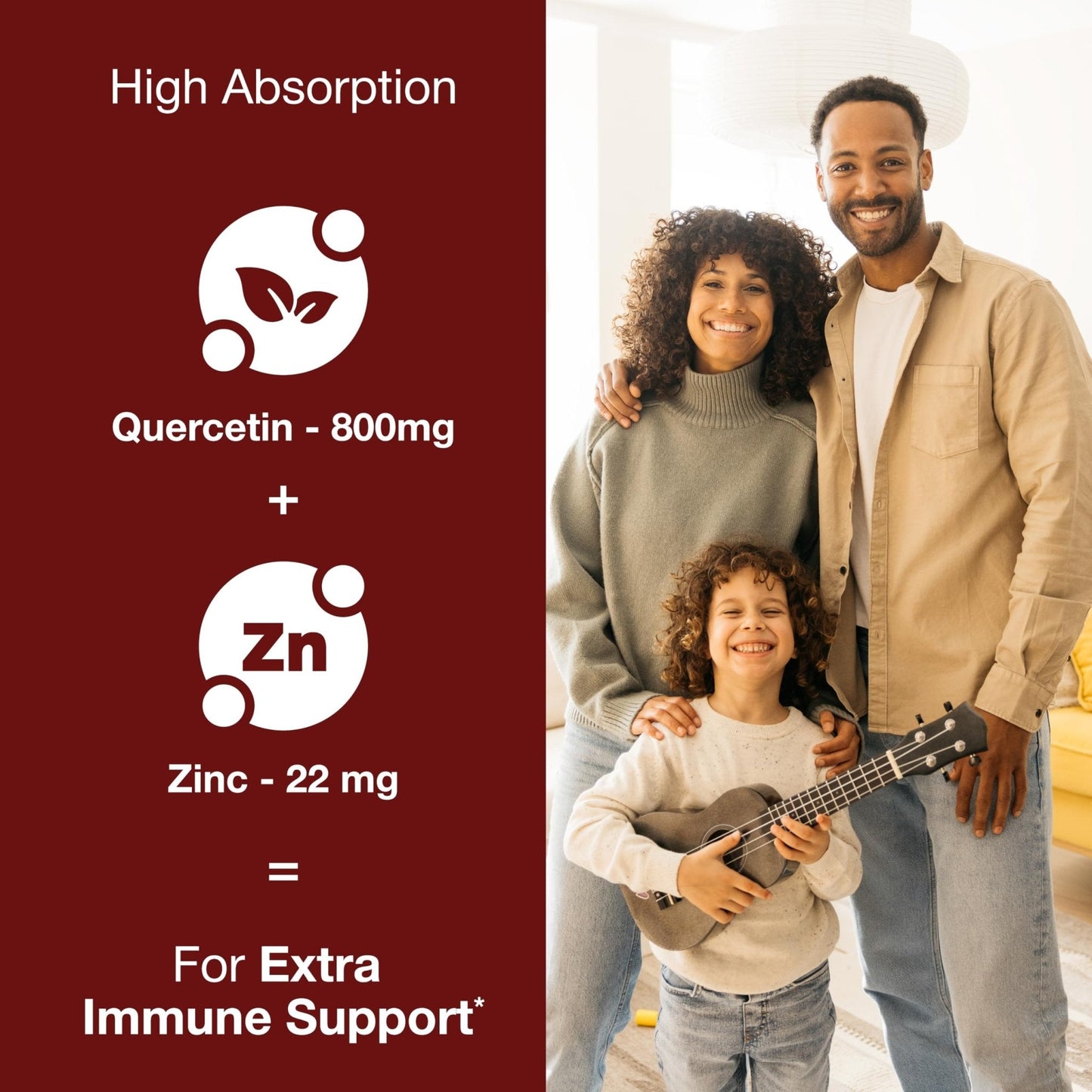 Sandhu's Zinc Quercetin 120 Vegetarian Capsules (Pack of 1) | High Absorption Zink Supplements for Immunity and Seasonal Allergy | Antioxidant Immune Support - Maple Wellness Supplements