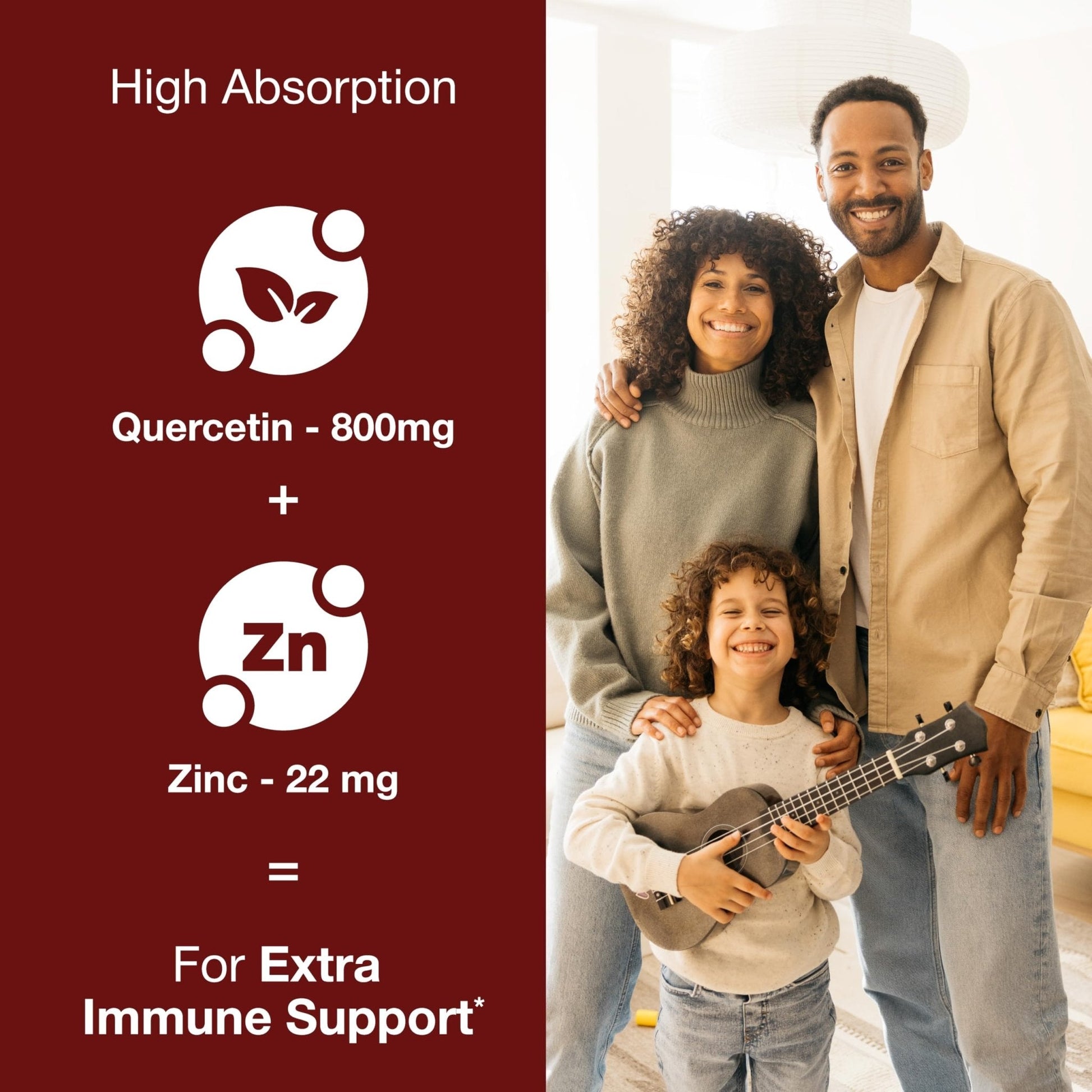 Sandhu's Zinc Quercetin 120 Vegetarian Capsules (Pack of 1) | High Absorption Zink Supplements for Immunity and Seasonal Allergy | Antioxidant Immune Support - Maple Wellness Supplements