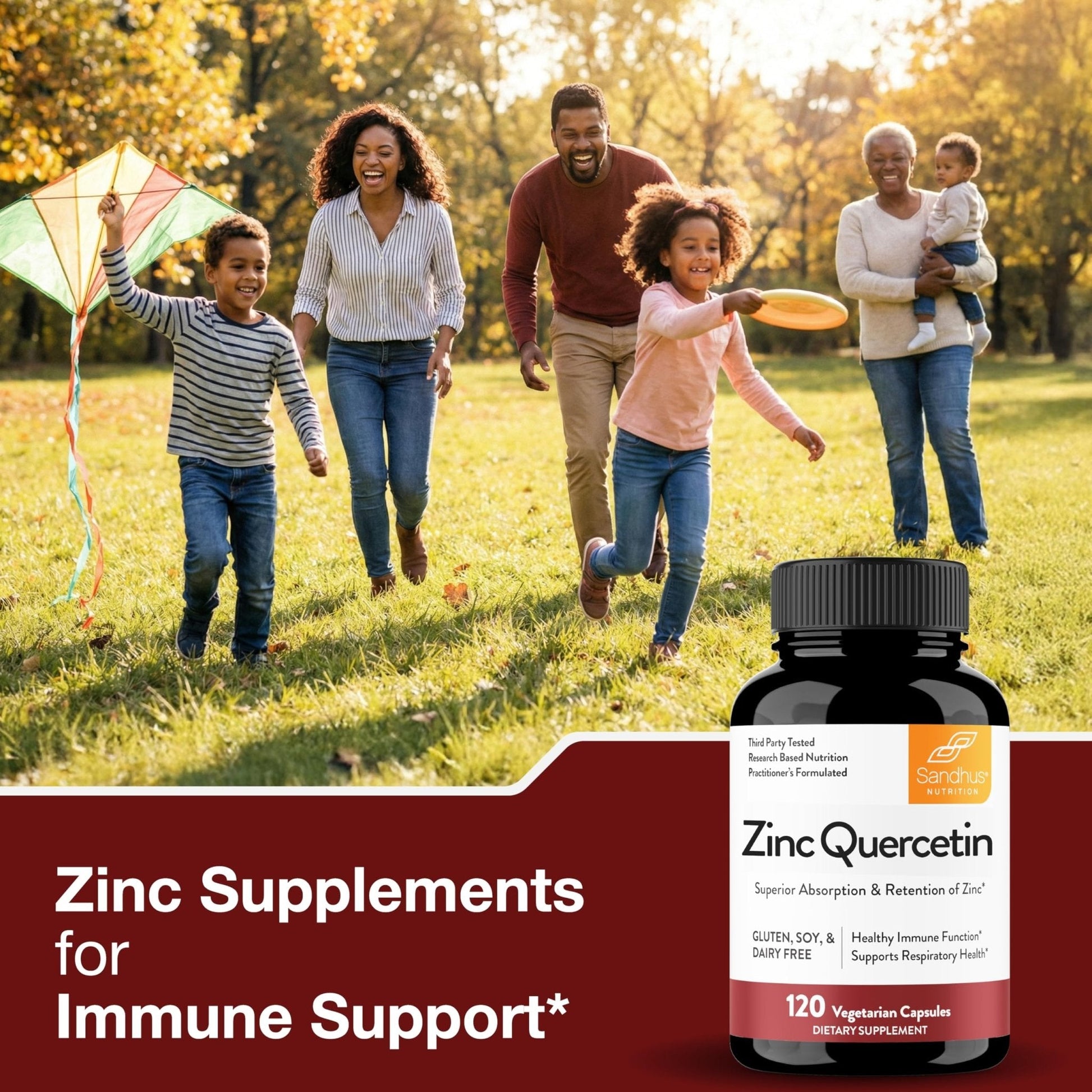 Sandhu's Zinc Quercetin 120 Vegetarian Capsules (Pack of 1) | High Absorption Zink Supplements for Immunity and Seasonal Allergy | Antioxidant Immune Support - Maple Wellness Supplements