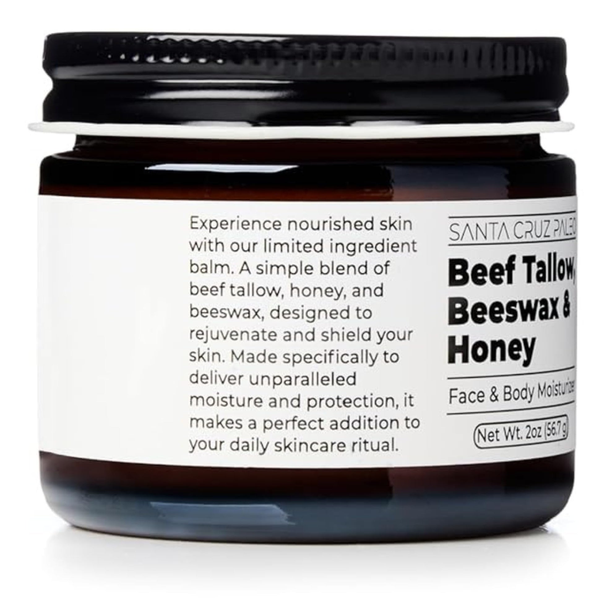 Santa Cruz Paleo, Beef Tallow, Beeswax & Honey Face Moisturizer, Organic, Unscented Grassfed Beef Tallow Skin Care, Sunscreen Free - Maple Wellness Supplements