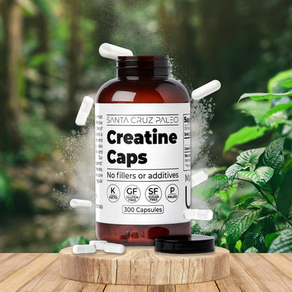 Santa Cruz Paleo Creatine Capsules, Supports Muscle Growth & Energy, Gluten Free, Keto, Sugar Free, Paleo, No Fillers or Additives, Creatine Monohydrate Pills, - Maple Wellness Supplements