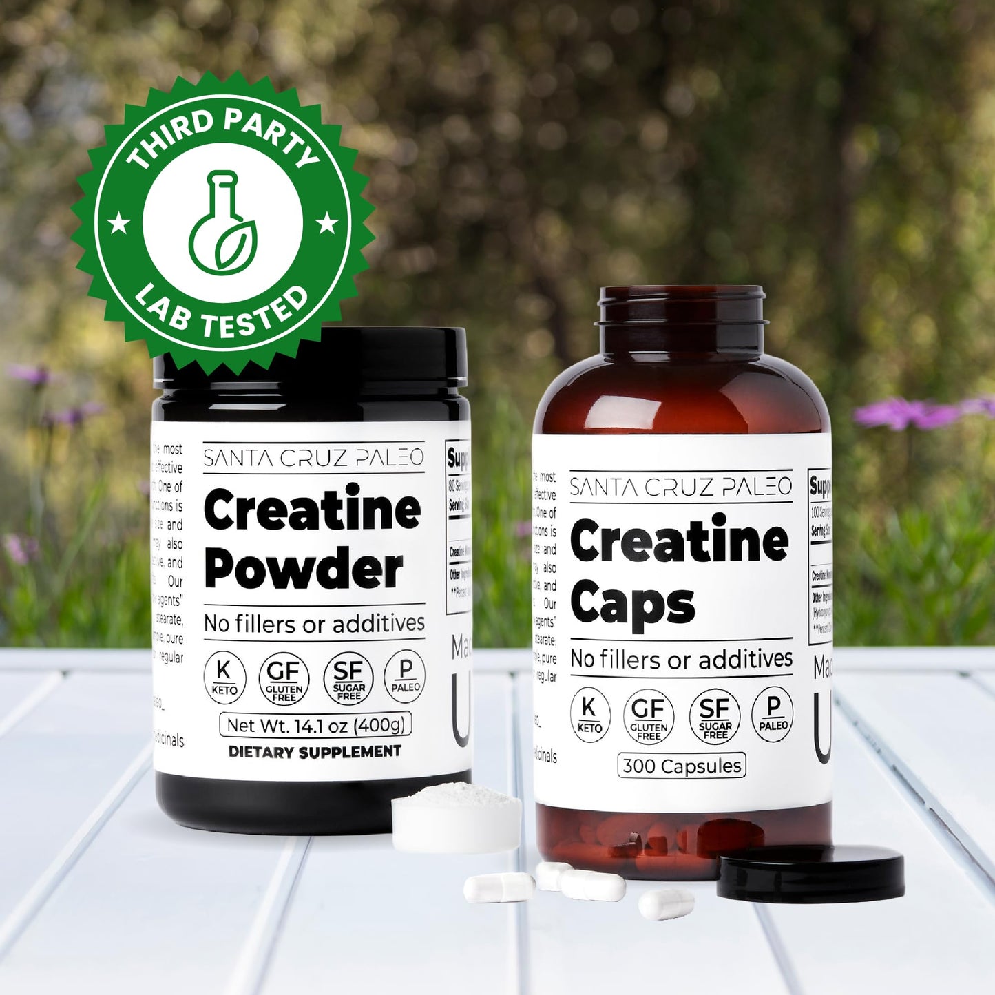 Santa Cruz Paleo Creatine Capsules, Supports Muscle Growth & Energy, Gluten Free, Keto, Sugar Free, Paleo, No Fillers or Additives, Creatine Monohydrate Pills, - Maple Wellness Supplements
