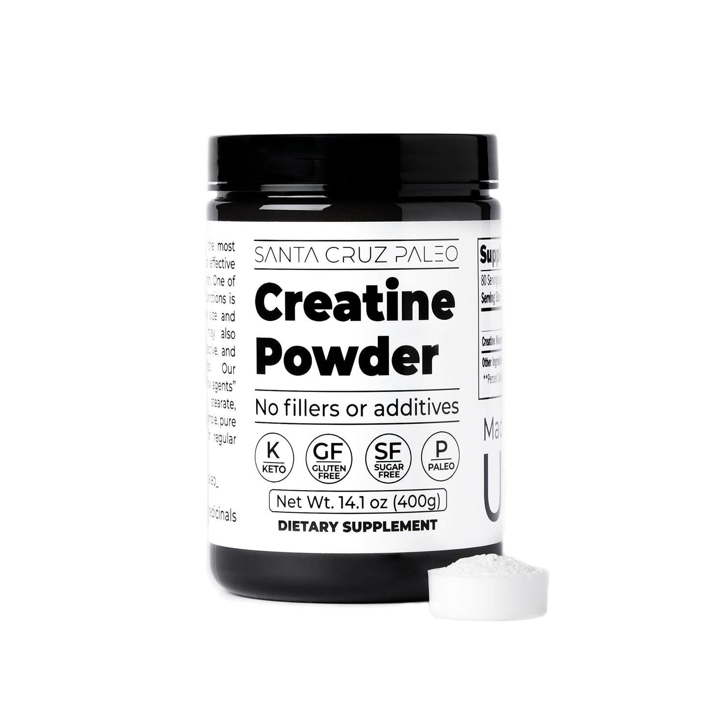 Santa Cruz Paleo, Creatine Monohydrate Powder Micronized, Unflavored Pre Workout and Muscle Support Supplement, Gluten Free Keto, Mix with Water or Shakes - Maple Wellness Supplements