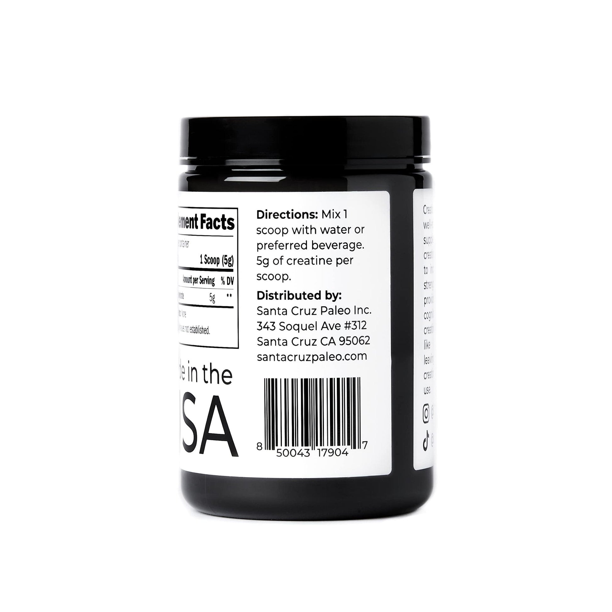 Santa Cruz Paleo, Creatine Monohydrate Powder Micronized, Unflavored Pre Workout and Muscle Support Supplement, Gluten Free Keto, Mix with Water or Shakes - Maple Wellness Supplements