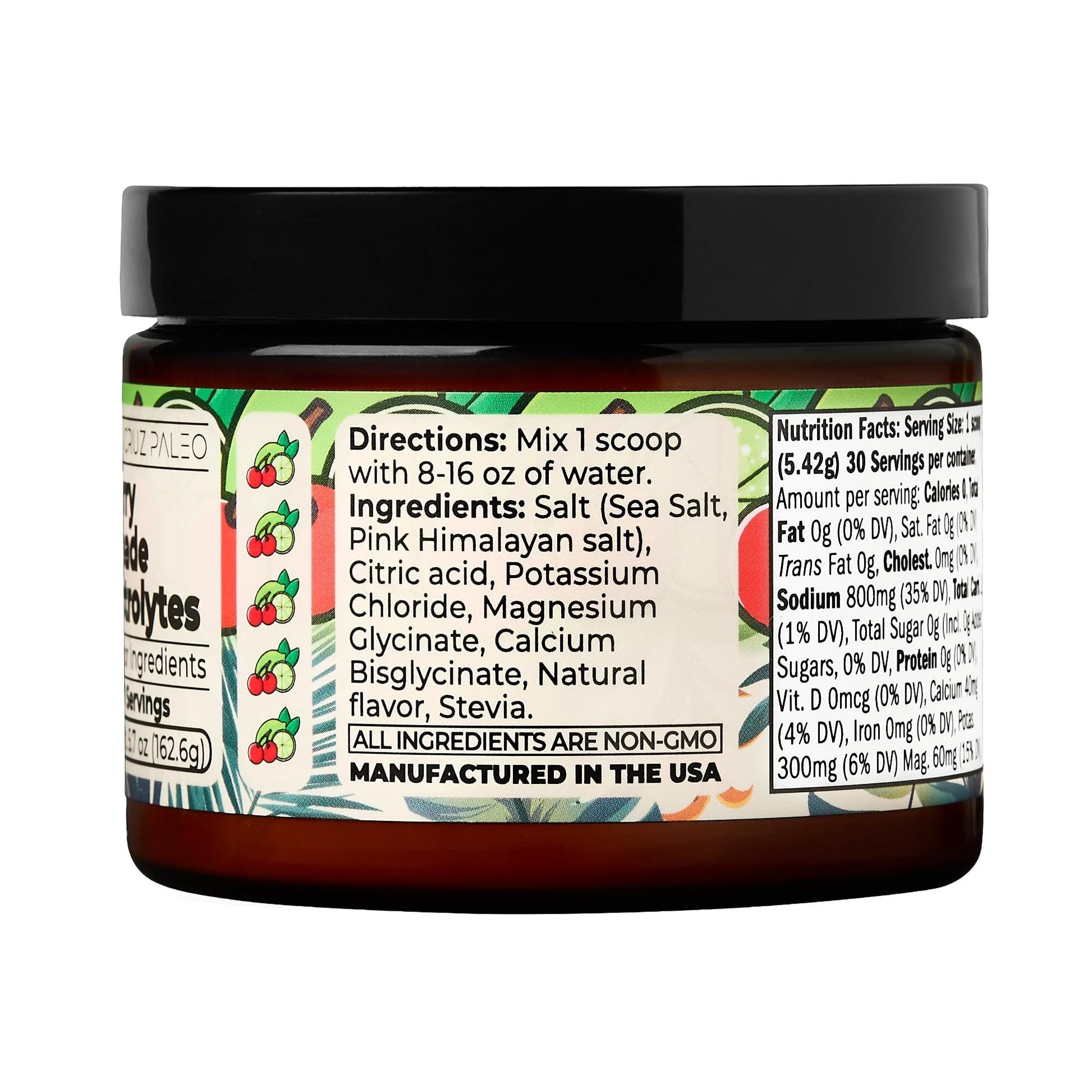 Santa Cruz Paleo Electrolyte Powder, Cherry Limeade, Sugar Free Hydration Drink Mix with Himalayan Pink Salt, Sea Salt, Magnesium Glycinate, Potassium Chloride - Maple Wellness Supplements