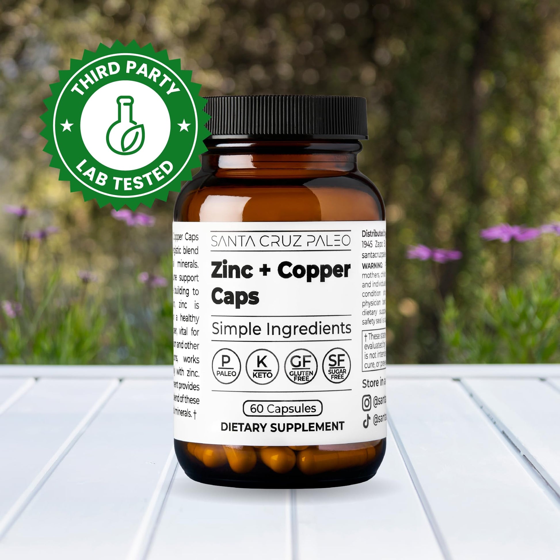 Santa Cruz Paleo, Zinc & Copper Mineral Supplement, High Absorption Formula, Zinc Supplement for Skin & Hair, L Methionine, Copper Gluconate, Trace Minerals - Maple Wellness Supplements