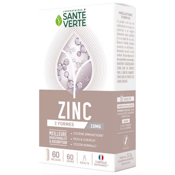 Santé Verte Zinc 15 mg 60 Capsules - Maple Wellness Supplements