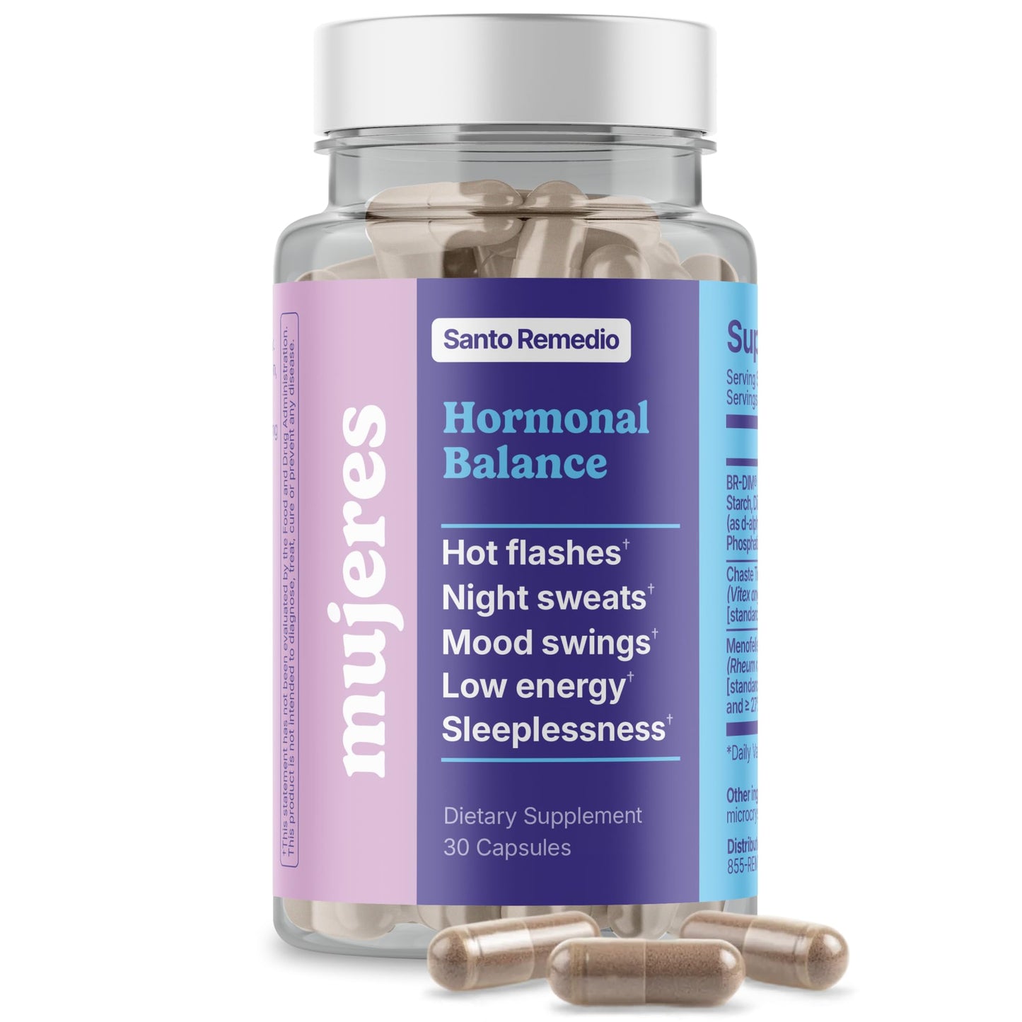Santo Remedio Hormonal Balance for Women | Menopause Support for Hot Flashes, Night Sweats & Mood Swings | Hormone-Free Formula with Siberian Rhubarb, Chaste Tree & DIM | Doctor Juan Rivera Product - Maple Wellness Supplements