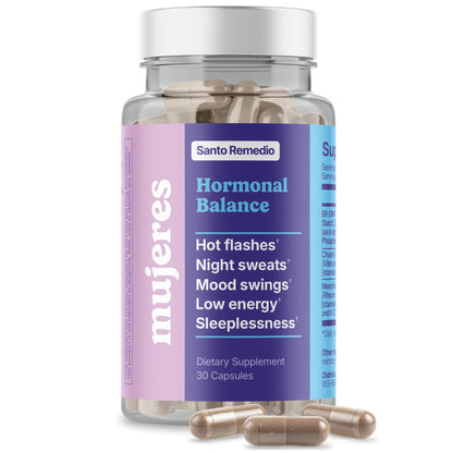 Santo Remedio Hormonal Balance for Women | Menopause Support for Hot Flashes, Night Sweats & Mood Swings | Hormone-Free Formula with Siberian Rhubarb, Chaste Tree & DIM | Doctor Juan Rivera Product - Maple Wellness Supplements