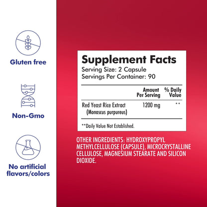 Santo Remedio Red Yeast Rice, Supports Cardiovascular System, Dietary Supplement, 1200 mg per Serving, 180 Capsules - Maple Wellness Supplements