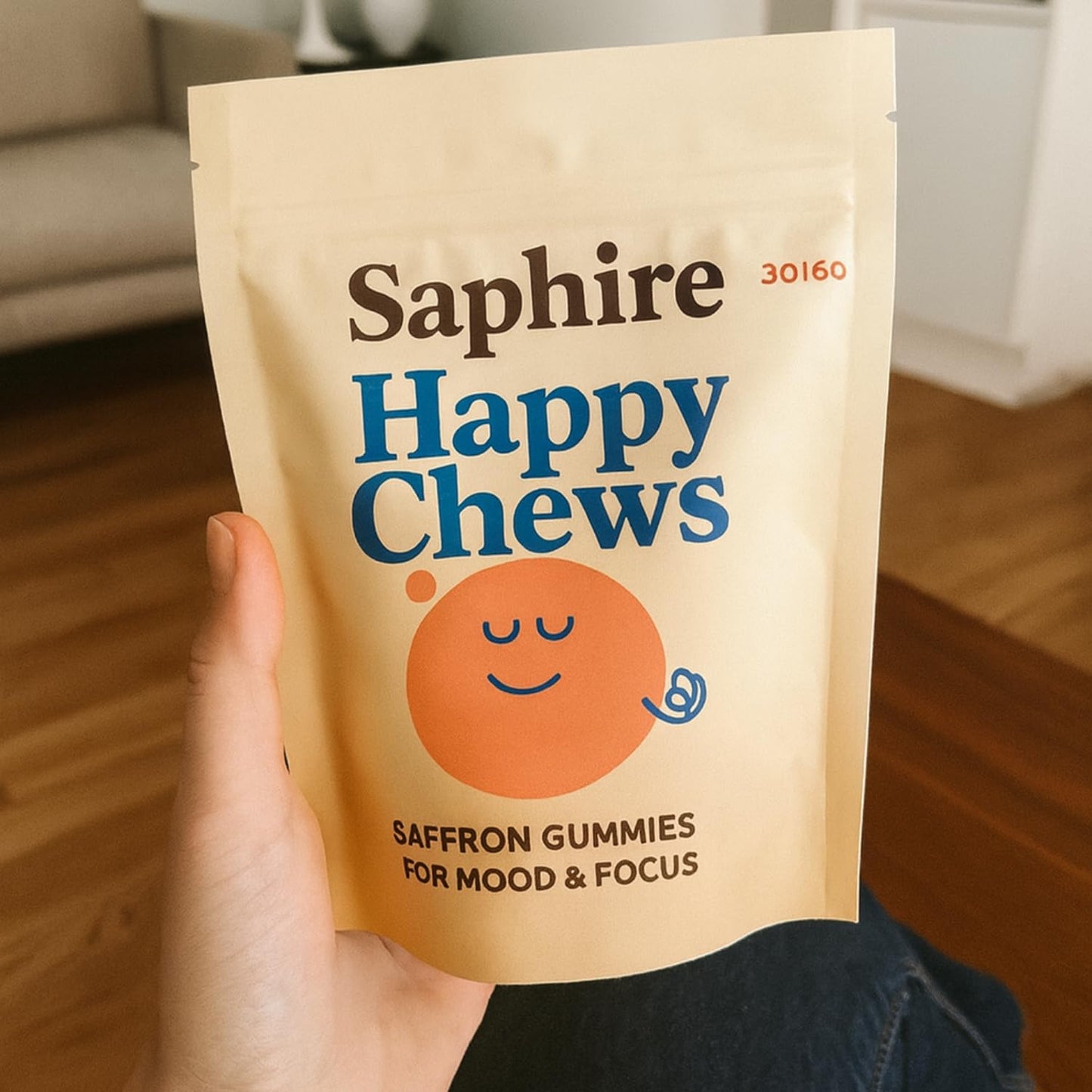 SAPHIRE HAPPY CHEWS Saffron Gummies for Kids | Supports Mood, Calm & Focus | Saffron Extract, Passionflower, St. John’s Wort & GABA - Maple Wellness Supplements