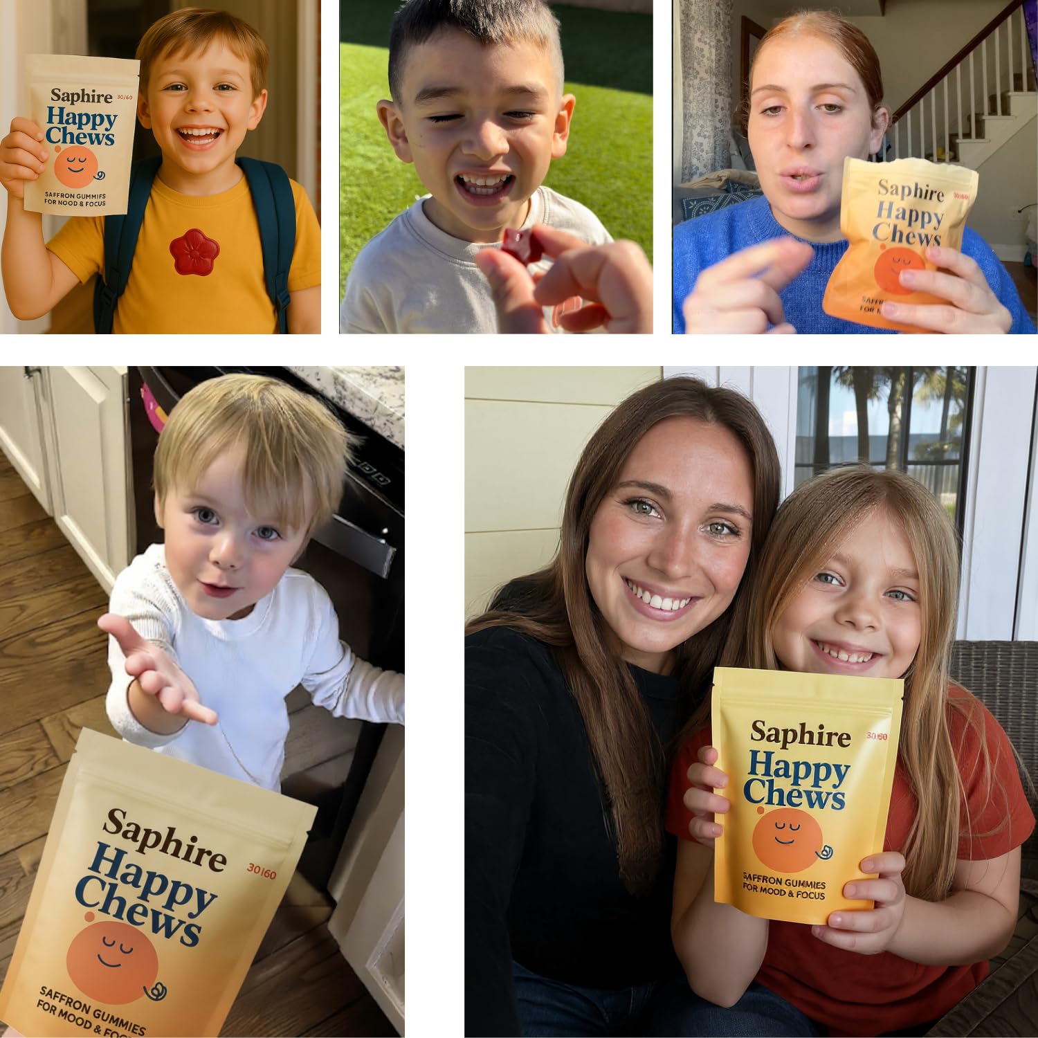 SAPHIRE HAPPY CHEWS Saffron Gummies for Kids | Supports Mood, Calm & Focus | Saffron Extract, Passionflower, St. John’s Wort & GABA - Maple Wellness Supplements
