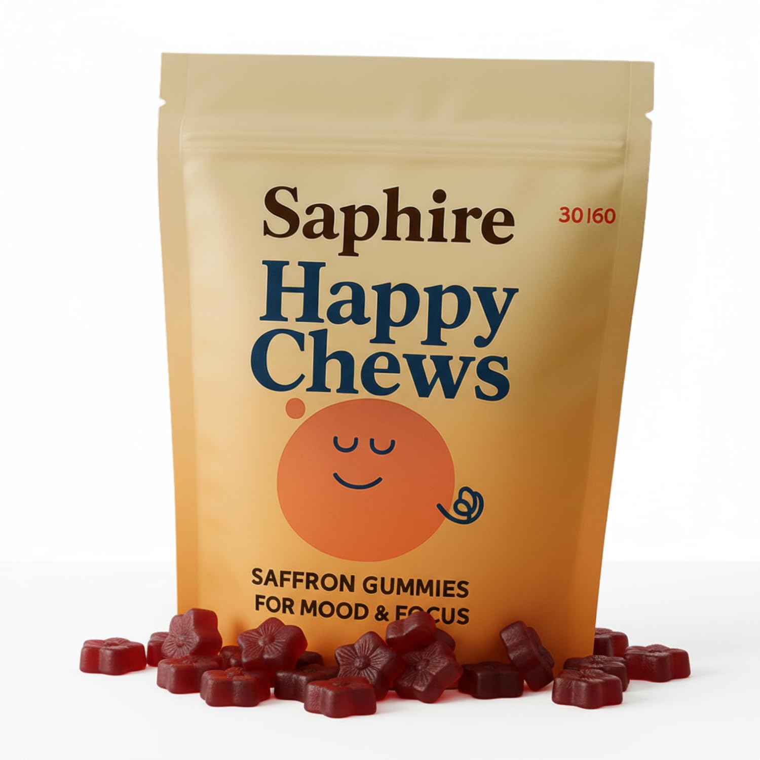 SAPHIRE HAPPY CHEWS Saffron Gummies for Kids | Supports Mood, Calm & Focus | Saffron Extract, Passionflower, St. John’s Wort & GABA - Maple Wellness Supplements
