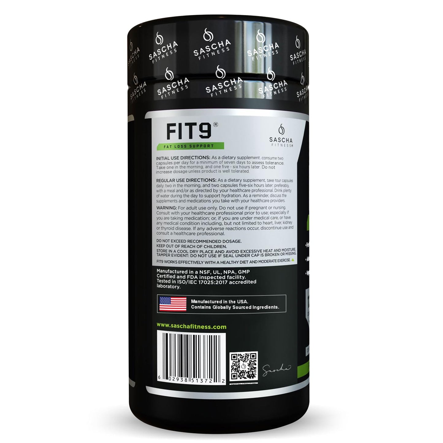 Sascha Fitness Fat Loss pills | Collagen support | Fluid Balance | FIT9 Ingredients: 7Keto + Uva Ursi, Gotu Kola, L-Theanine,Gingko Biloba,DIM,Green Tea | Weight Loss Supplements-Vegan-120 Natural Cap - Maple Wellness Supplements