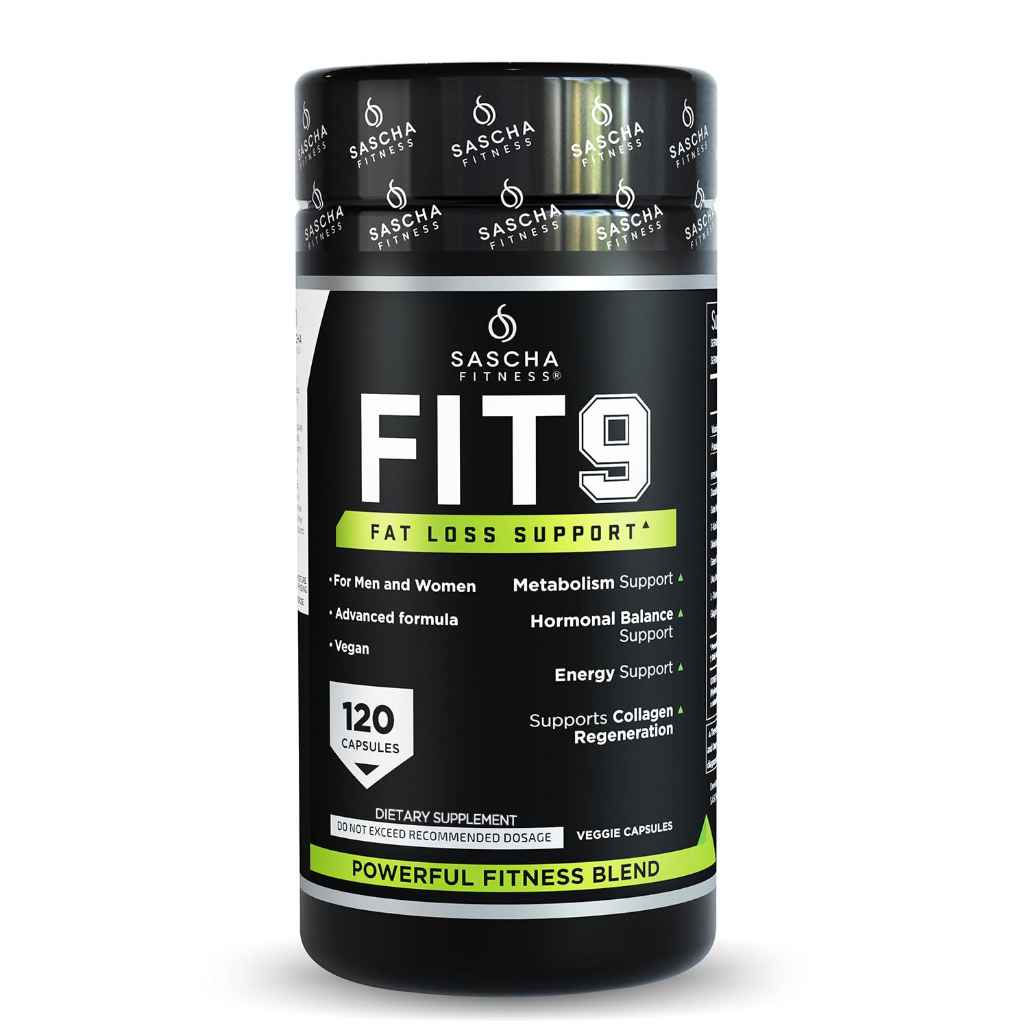 Sascha Fitness Fat Loss pills | Collagen support | Fluid Balance | FIT9 Ingredients: 7Keto + Uva Ursi, Gotu Kola, L-Theanine,Gingko Biloba,DIM,Green Tea | Weight Loss Supplements-Vegan-120 Natural Cap - Maple Wellness Supplements