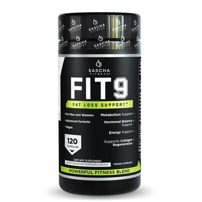 Sascha Fitness Fat Loss pills | Collagen support | Fluid Balance | FIT9 Ingredients: 7Keto + Uva Ursi, Gotu Kola, L-Theanine,Gingko Biloba,DIM,Green Tea | Weight Loss Supplements-Vegan-120 Natural Cap - Maple Wellness Supplements