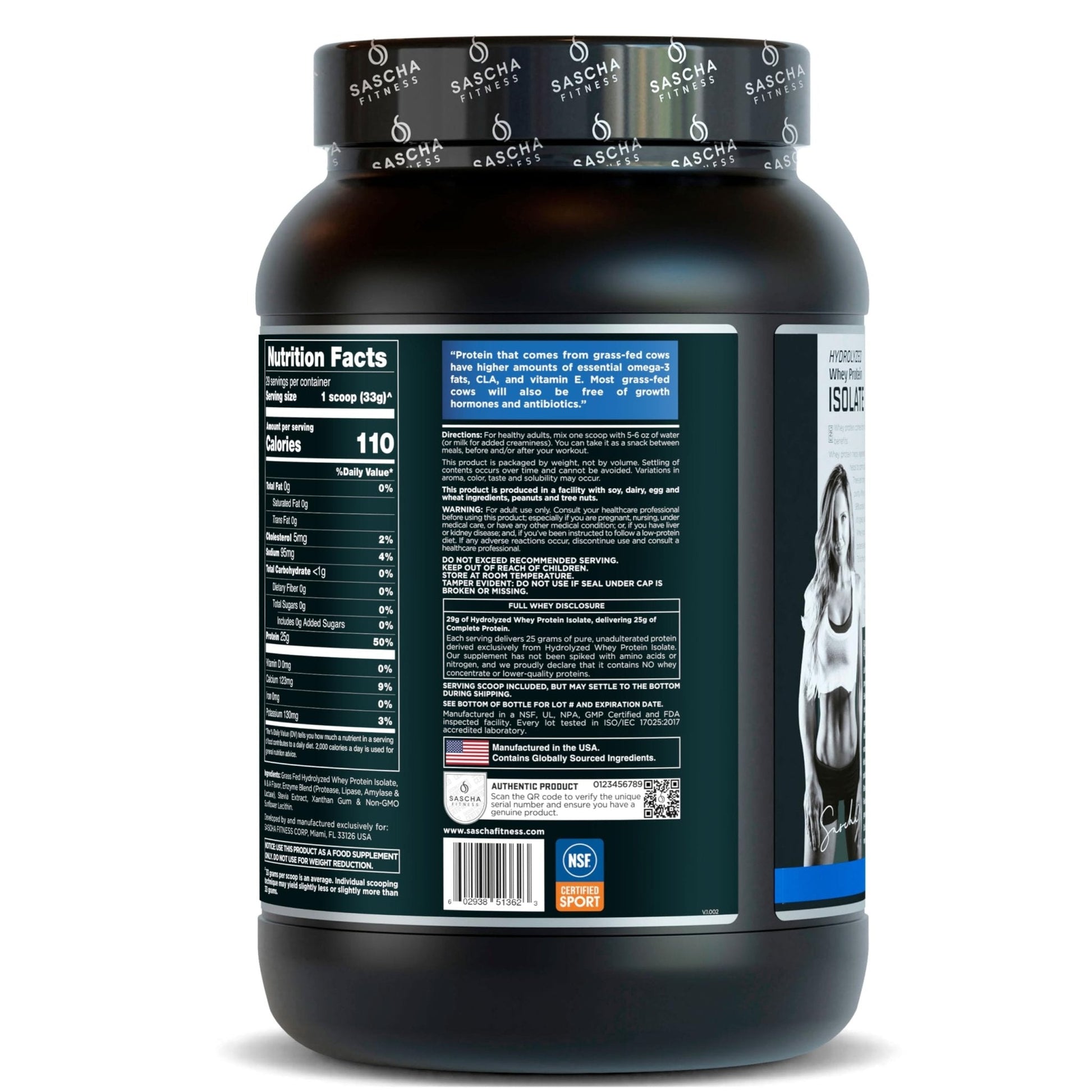 SASCHA FITNESS Hydrolyzed Whey Protein Isolate,100% Grass-Fed (2 Pounds, Vanilla) - Maple Wellness Supplements