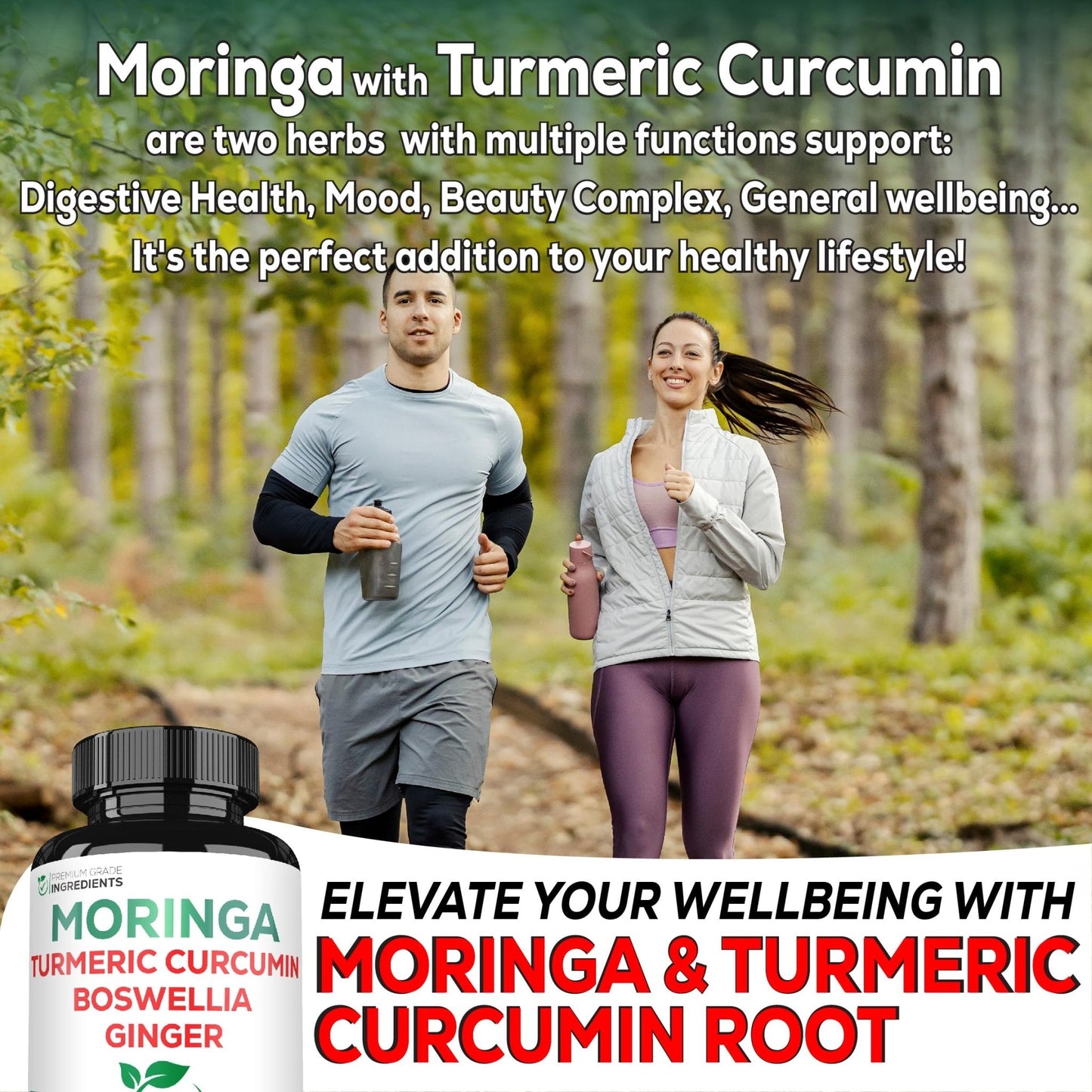 Satoomi 9in1 Moringa Capsules - Featuring Moringa, Turmeric, Boswellia, Ginger, Ashwagandha, Ceylon Cinnamon and Milk Thistle, and Resveratrol | Support Mood, Heart & Overall Health - 60 Count - Maple Wellness Supplements