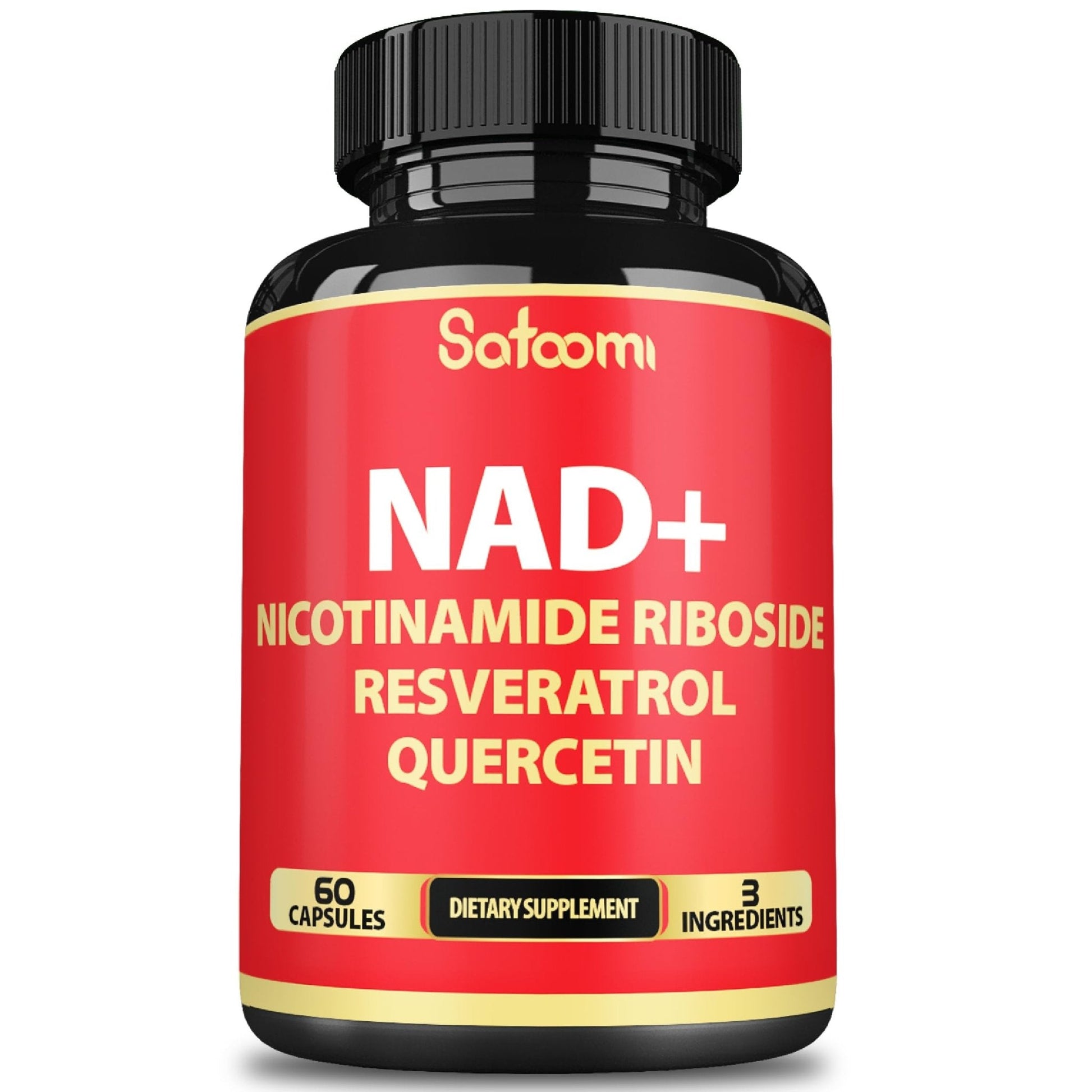 Satoomi NAD Supplement with Nicotinamide Riboside NR, Resveratrol, Quercetin - 60 Count - 30 Days - Maple Wellness Supplements