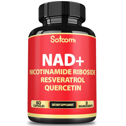 Satoomi NAD Supplement with Nicotinamide Riboside NR, Resveratrol, Quercetin - 60 Count - 30 Days - Maple Wellness Supplements