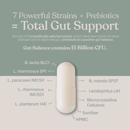 SAVVY Gut Balance Probiotics for Women & Men, 15 Billion CFU, 7 Clinically Studied Strains, Digestive Health, Immune Support, Bloating Relief, 60 Vegan Capsules, Non GMO, Sugar-Free - Maple Wellness Supplements