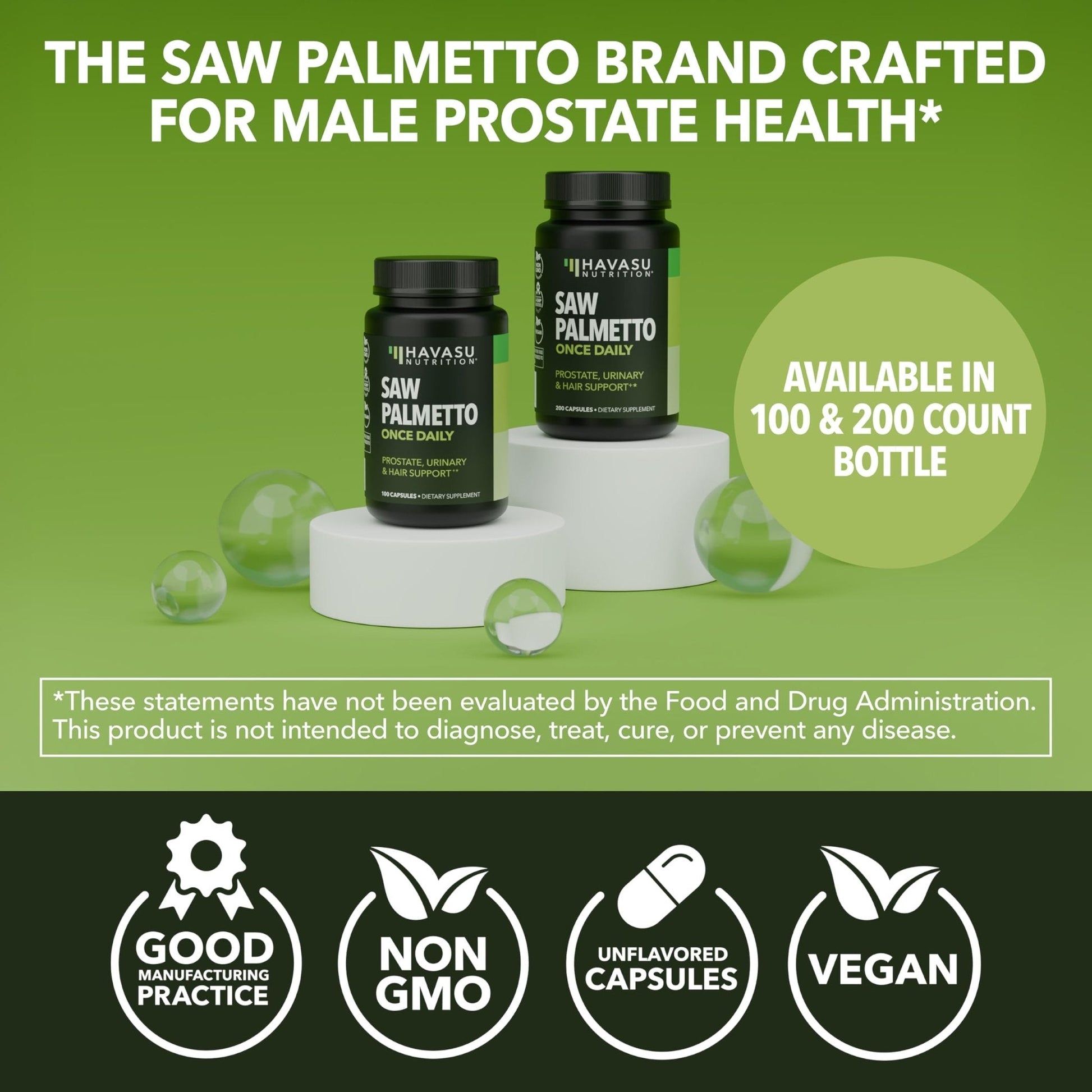 Saw Palmetto for Men Prostate Health Supplement to Promote Urinary Tract Function - 500mg Per Serving - 100 Count - DHT Blocker Hair Vitamin - Maple Wellness Supplements