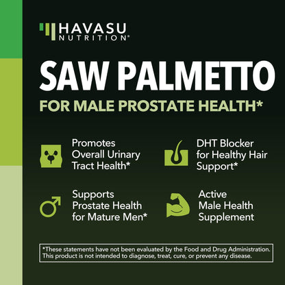 Saw Palmetto for Men Prostate Health Supplement to Promote Urinary Tract Function - 500mg Per Serving - 100 Count - DHT Blocker Hair Vitamin - Maple Wellness Supplements