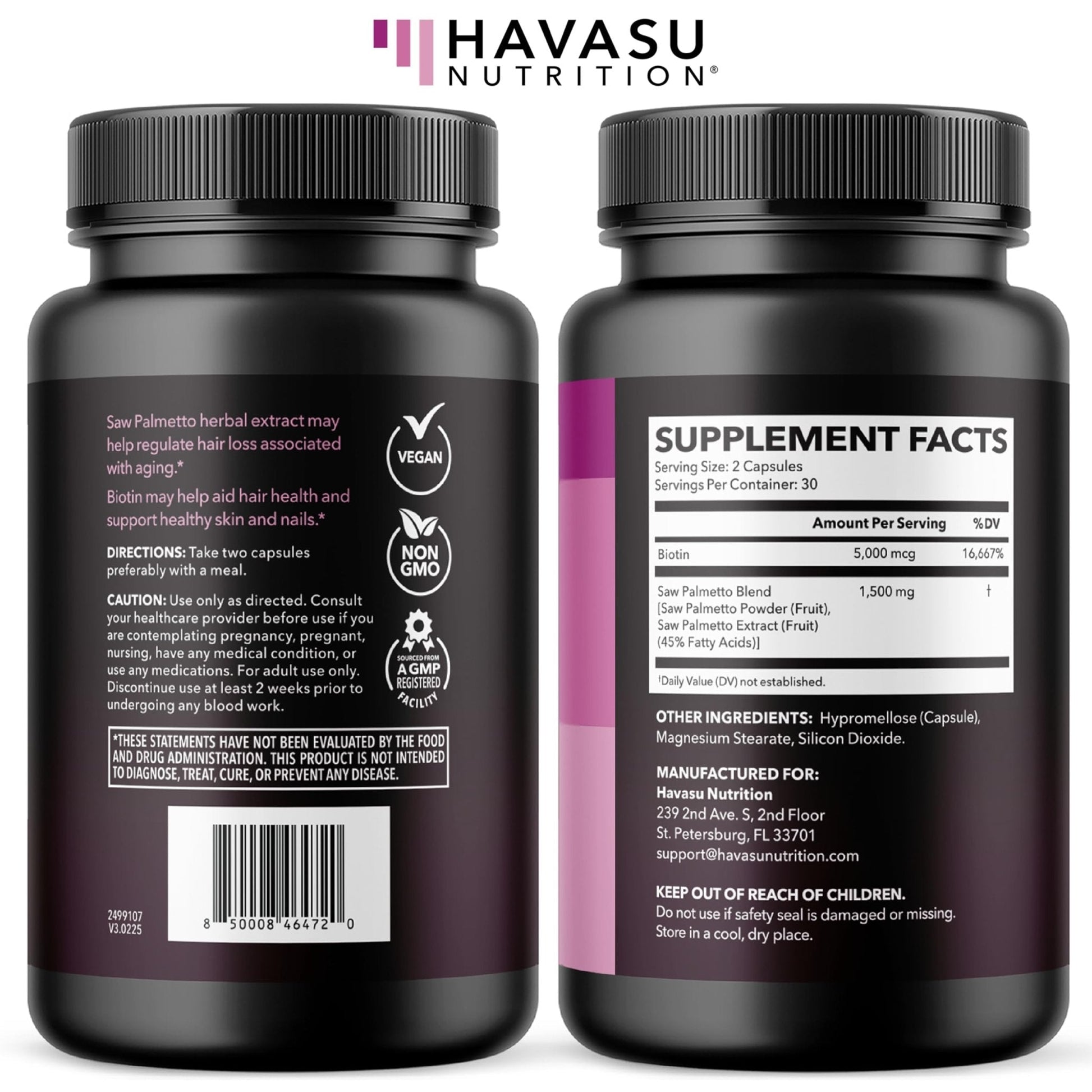 Saw Palmetto for Women with Biotin 5000mcg - Powerful DHT Blocker to Support Hair, Skin, and Nail Health - 60 Count - Vegan, Non-GMO Vitamin for Stronger, - Maple Wellness Supplements