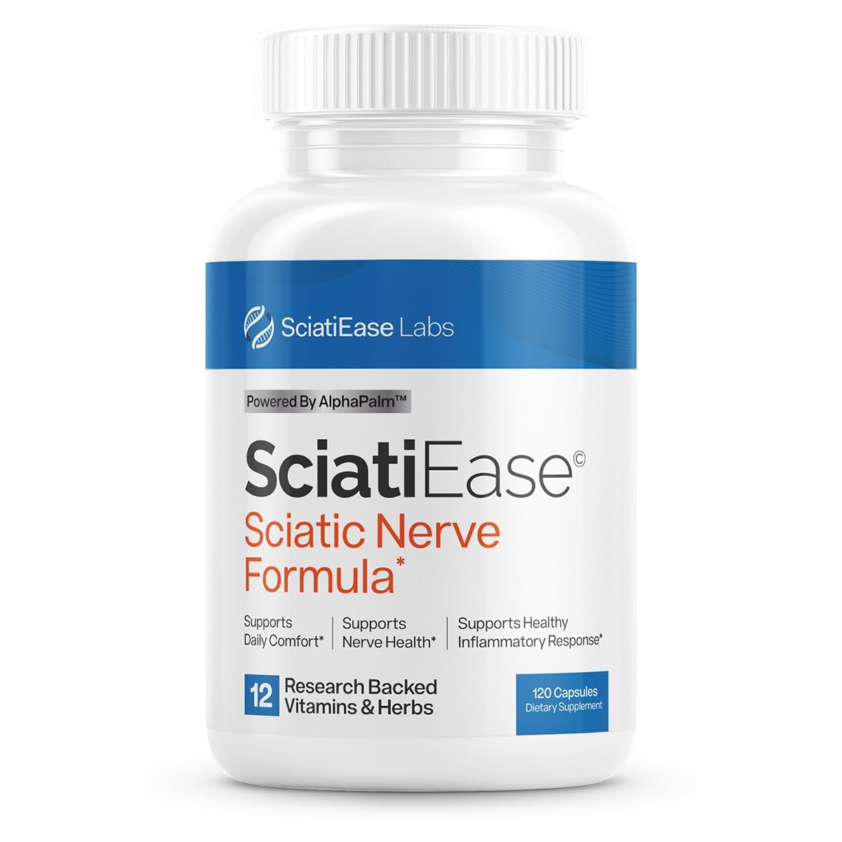 SciatiEase Sciatic Nerve Health Support Supplement - Nerve Support Formula with AlphaPalm, Pea, Vitamin B Complex, Alpha Lipoic Acid 300mg - 120 Capsules - Maple Wellness Supplements