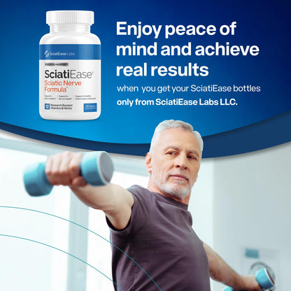 SciatiEase Sciatic Nerve Health Support Supplement - Nerve Support Formula with AlphaPalm, Pea, Vitamin B Complex, Alpha Lipoic Acid 300mg - 120 Capsules - Maple Wellness Supplements