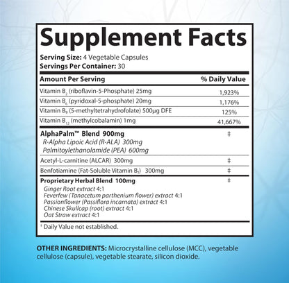 SciatiEase Sciatic Nerve Health Support Supplement - Nerve Support Formula with AlphaPalm, Pea, Vitamin B Complex, Alpha Lipoic Acid 300mg - 120 Capsules - Maple Wellness Supplements