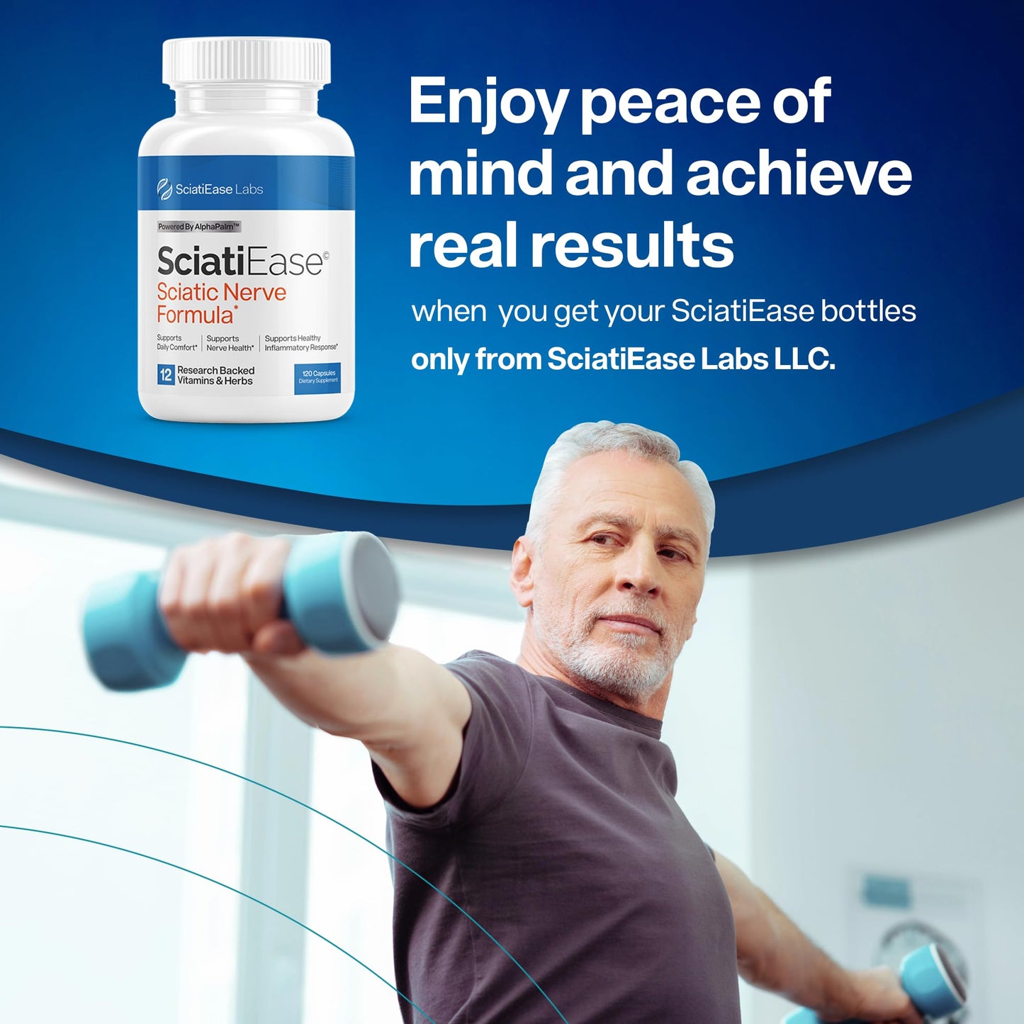 SciatiEase Sciatic Nerve Health Support Supplement - Nerve Support Formula with AlphaPalm, Pea, Vitamin B Complex, Alpha Lipoic Acid 300mg - 3 Bottles - Maple Wellness Supplements