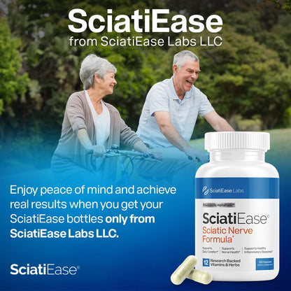 SciatiEase Sciatic Nerve Health Support Supplement - Nerve Support Formula with AlphaPalm, Pea, Vitamin B Complex, Alpha Lipoic Acid 300mg - 3 Bottles - Maple Wellness Supplements