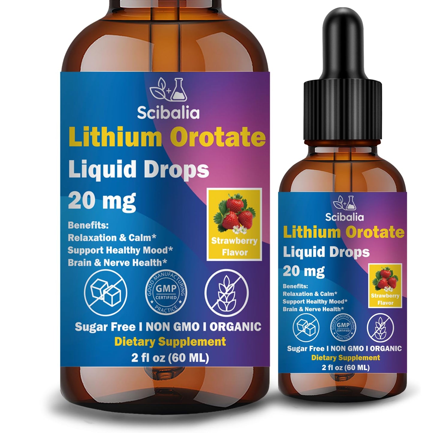 Scibalia Lithium Orotate Liquid Drops 20mg, Potency 11-in-1 Lithium Supplement w. NAC Magnesium Ashwagandha Theanine Vitamin D3 B6 B12 for Memory Brain Mood Cognitive Support, - Maple Wellness Supplements