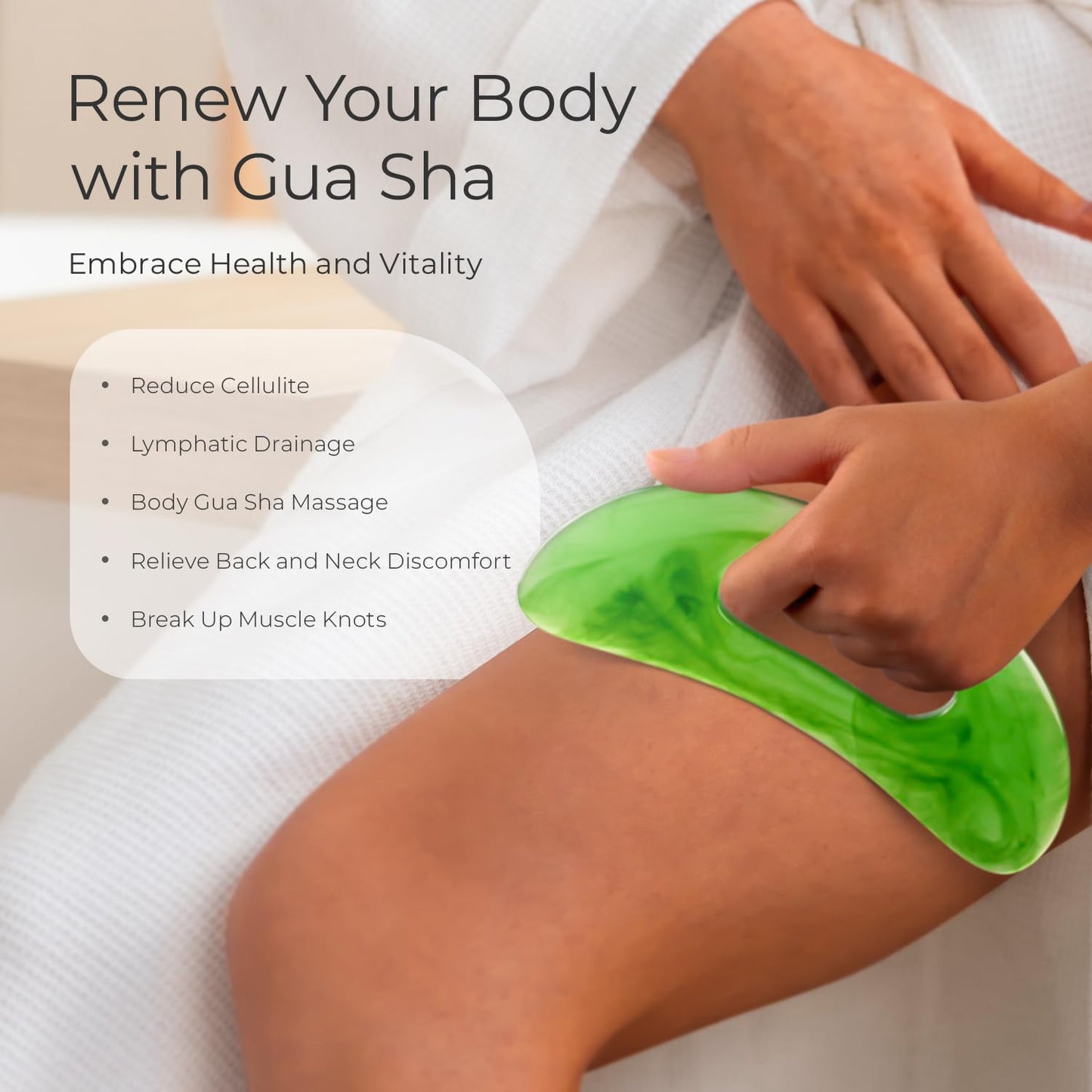 Scienlodic Body Gua Sha Massage Tool with Handle, Larger Guasha Tool for Back Neck Face Leg Massage, Lymphatic Drainage, Cellulite Remove - Maple Wellness Supplements