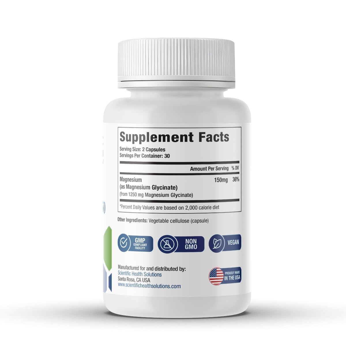 Scientific Health Solutions Magnesium Glycinate 150 mg – High‑Absorption Magnesium for Heart, Bone & Muscle Health – Supports Leg Cramps & Cardiovascular Function – Gentle on Stomach, Vegan, 60 Count - Maple Wellness Supplements