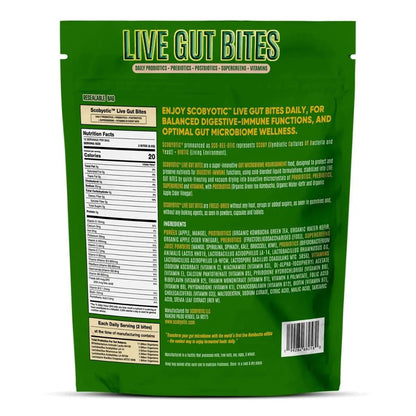 Scobyotic® Kombucha Supergreens Live Gut Bites – 10 Billion CFU Probiotics + Prebiotics & Postbiotics – Kombucha & Supergreens – Freeze-Dried Probiotic Supplement - Maple Wellness Supplements