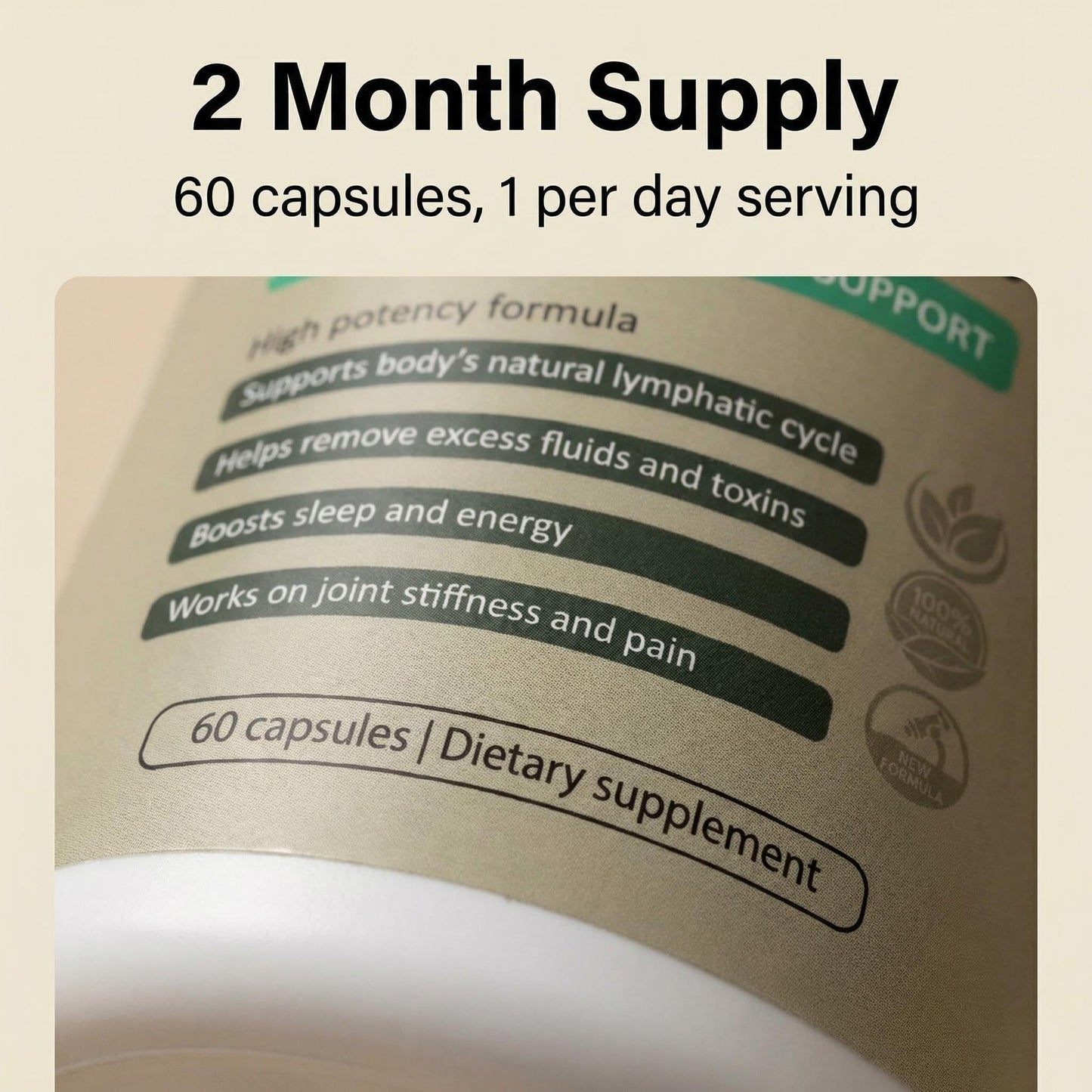 Sculptique Lymphatic Drainage Capsules, New Maximum Potency Formula with Dandelion Extract, Cleavers Extract - Supports Cellulite Reduction 60 Capsules - Maple Wellness Supplements