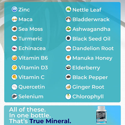 Sea Moss 3000mg Maca 1000mg Black Seed Oil 2000mg Ashwagandha 1000mg Bladderw - Maple Wellness Supplements