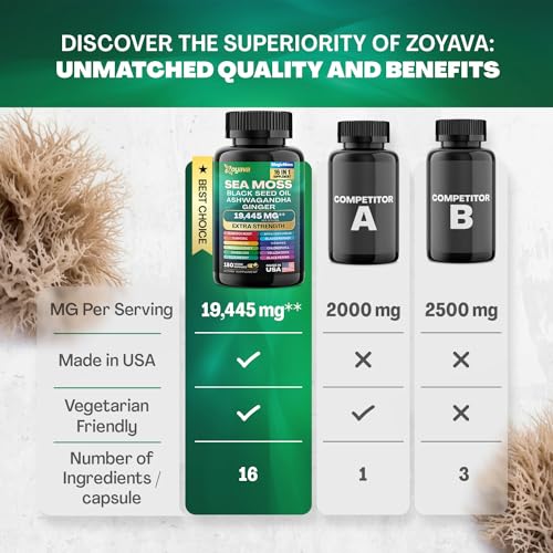 Sea Moss 7000mg Black Seed Oil 4000mg Ashwagandha 2000mg Turmeric 2000mg - Maple Wellness Supplements