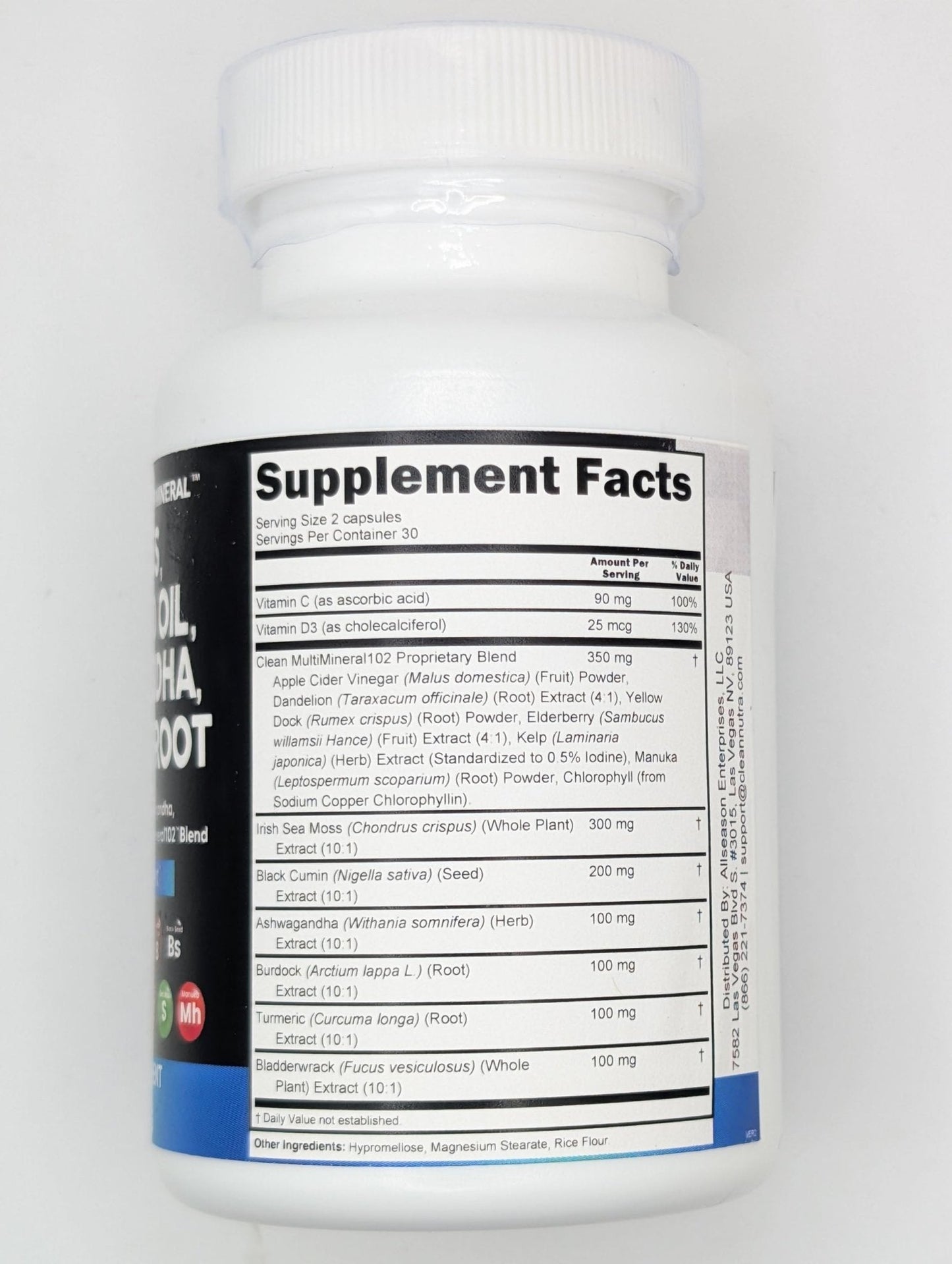 Sea Moss Black Seed Oil Ashwagandha Turmeric Bladderwrack Burdock & Vitamin C Vitamin D3 with Elderberry Manuka Dandelion Yellow Dock Iodine Chlorophyll ACV - 5Pack - Maple Wellness Supplements