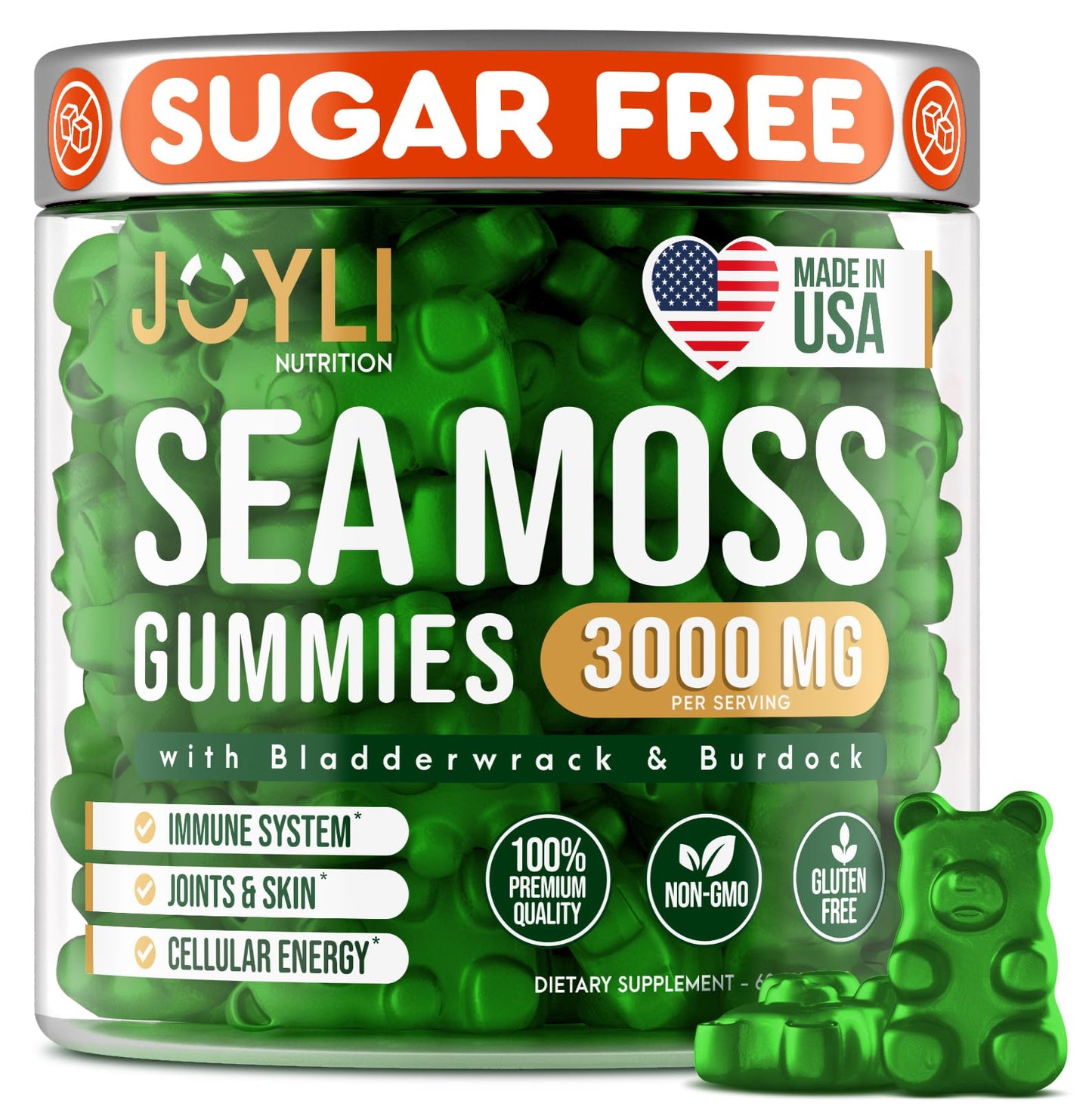 Sea Moss Gummies - Irish Seamoss Gummies for Adults & Kids - Advanced Superfood Supplement with Natural Sea Moss Gel, Bladderwrack & Burdock Root Extract - 60 Vegan Irish Moss Gummy Bears - Maple Wellness Supplements