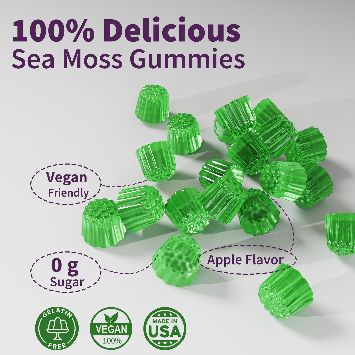 Sea Moss Supplement 5000mg, Sugar Free Sea Moss Gummies, Irish Sea Moss - Maple Wellness Supplements