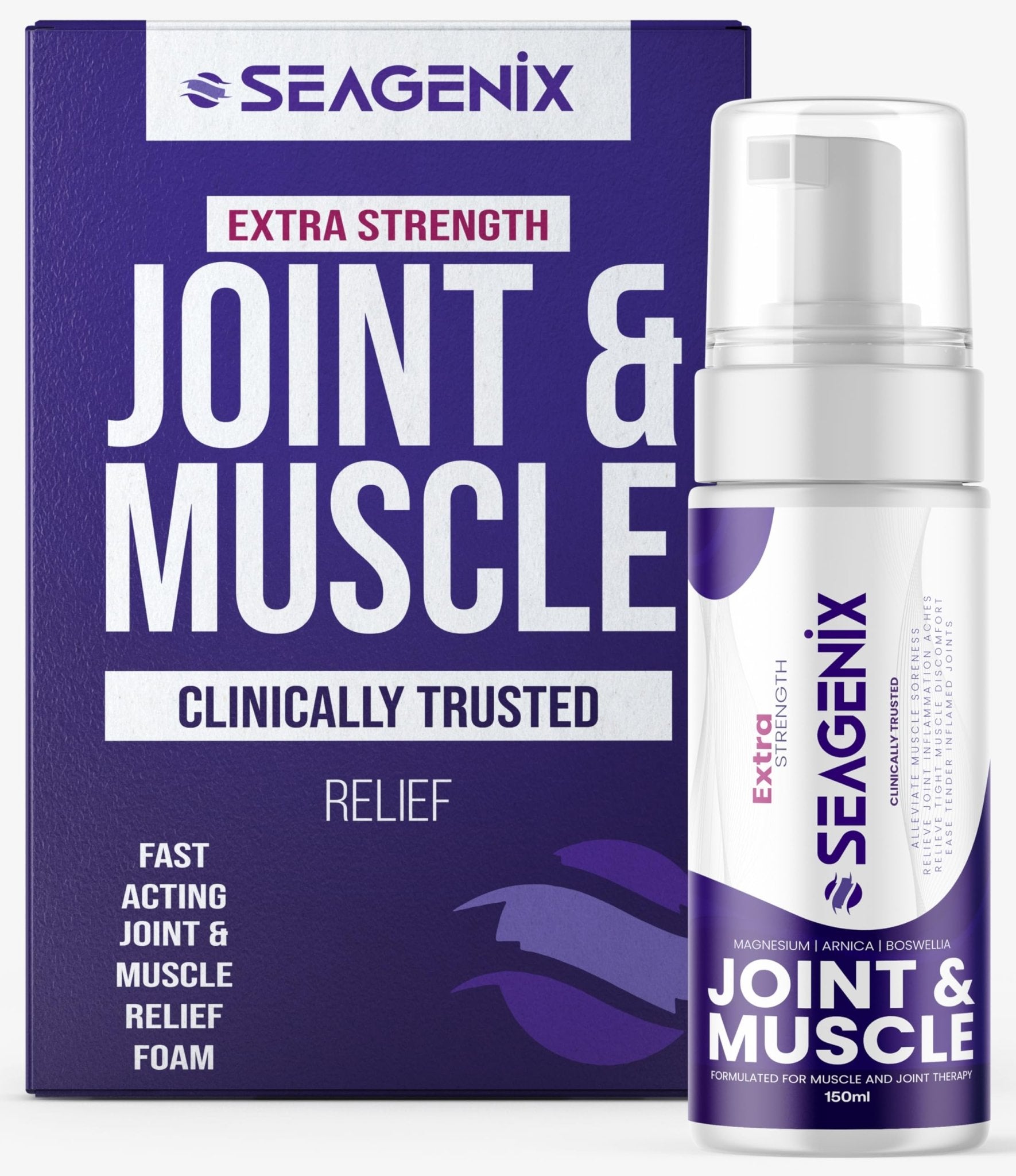 Seagenix Extra Strength Muscle + Joint Foam - Magnesium | Boswellia | Arnica | Formula - Joint and Muscle Relief – Ease Inflamed Joints and Muscles - All Natural – Joints + Muscle Relief - Maple Wellness Supplements