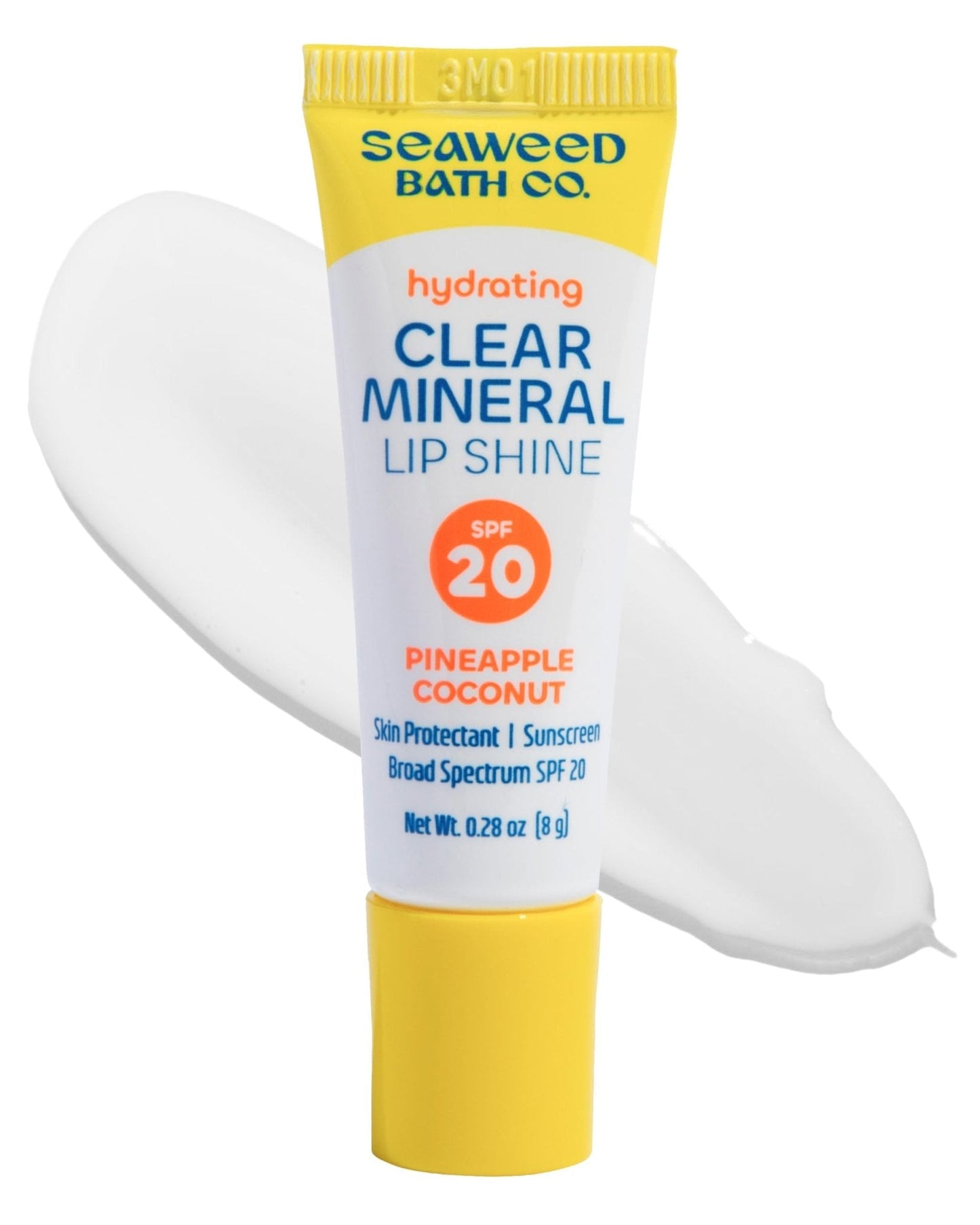 Seaweed Bath Co. Hydrating Clear Mineral Lip Shine - SPF 20 Sunscreen Zinc Oxide Lip Balm - Nourishing Care to Hydrate & Protect Dry - Maple Wellness Supplements