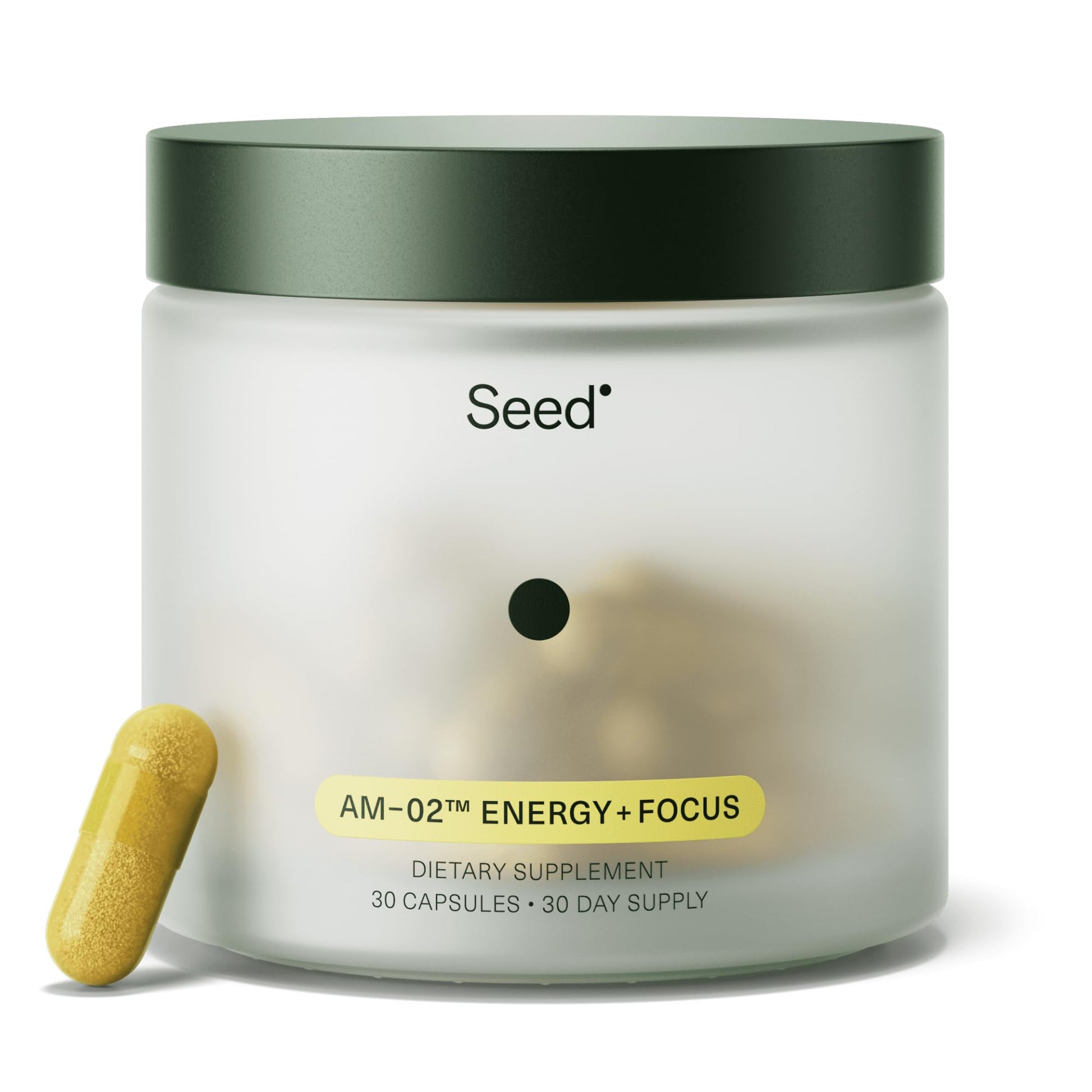 Seed AM-02 Energy + Focus - Daily Nootropic Supplement for Women & Men - Fast-Acting & Sustained Energy for Up to 6 Hours - Caffeine-Free Vegan & Shelf-Stable - 30 Capsules (30-Day Supply) - Maple Wellness Supplements