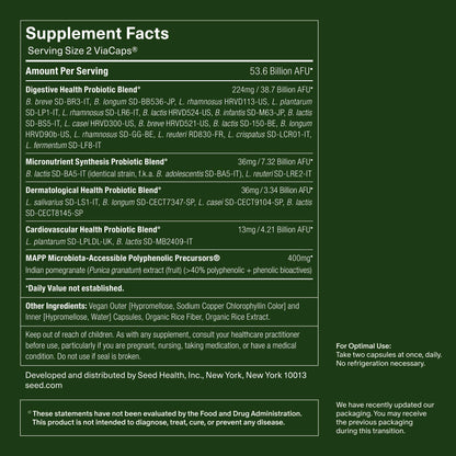 Seed DS-01 Daily Synbiotic - Prebiotic and Probiotic for Women & Men - Digestive Health, Gut Health, Immune Support, Bloating & Constipation Relief - Vegan & Shelf-Stable - 30-Day Starter (60ct) - Maple Wellness Supplements